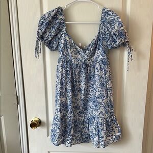 Olivaceous Blue and White Floral Dress